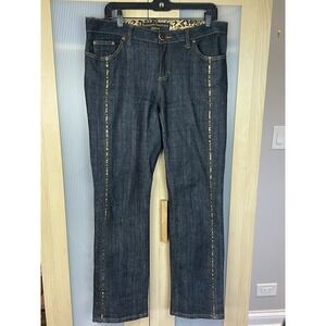 Boom Boom Jeans Womens Blue Size 14 Denim Casual Animal Print Streetwear Travel